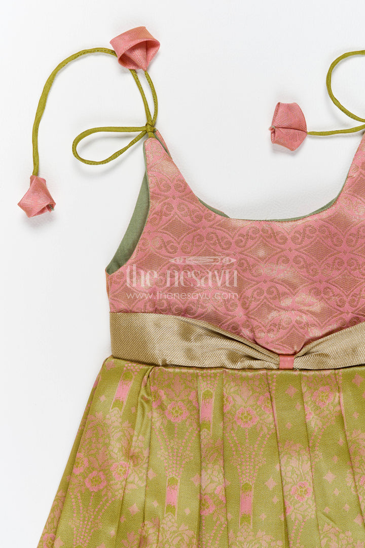Silk Frock for Girls with Woven Texture for Festive Occasions