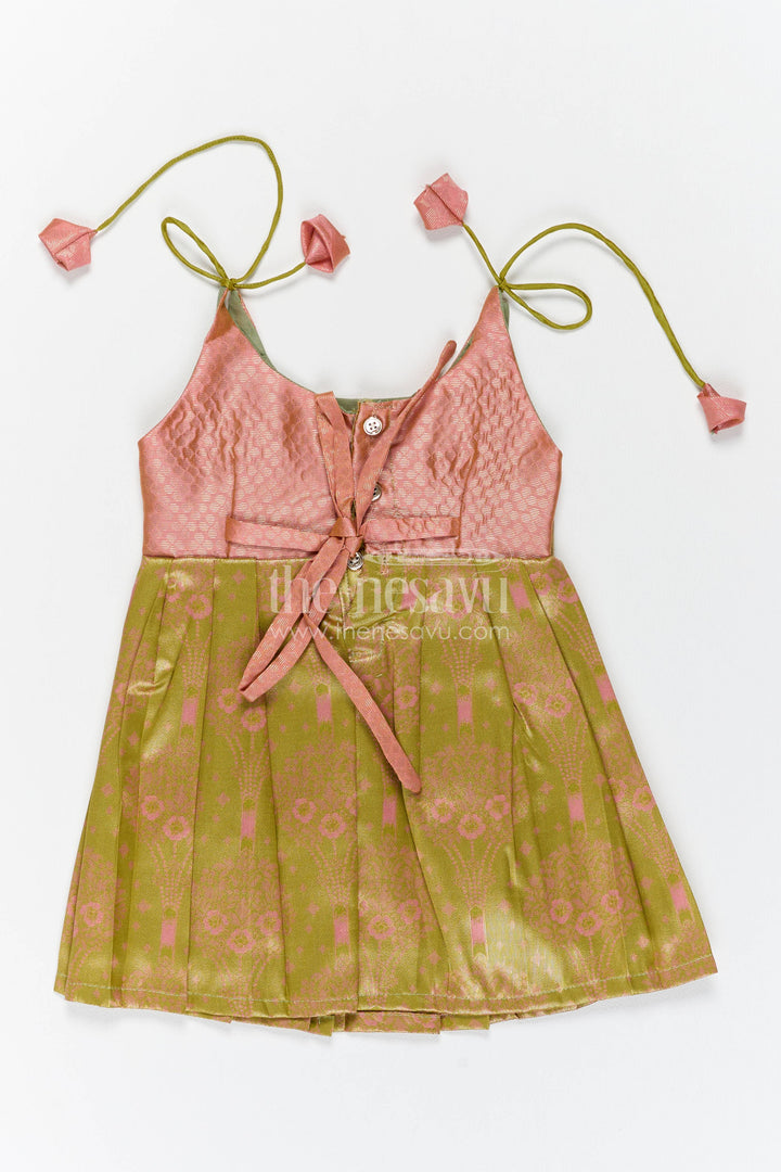Silk Frock for Girls with Woven Texture for Festive Occasions