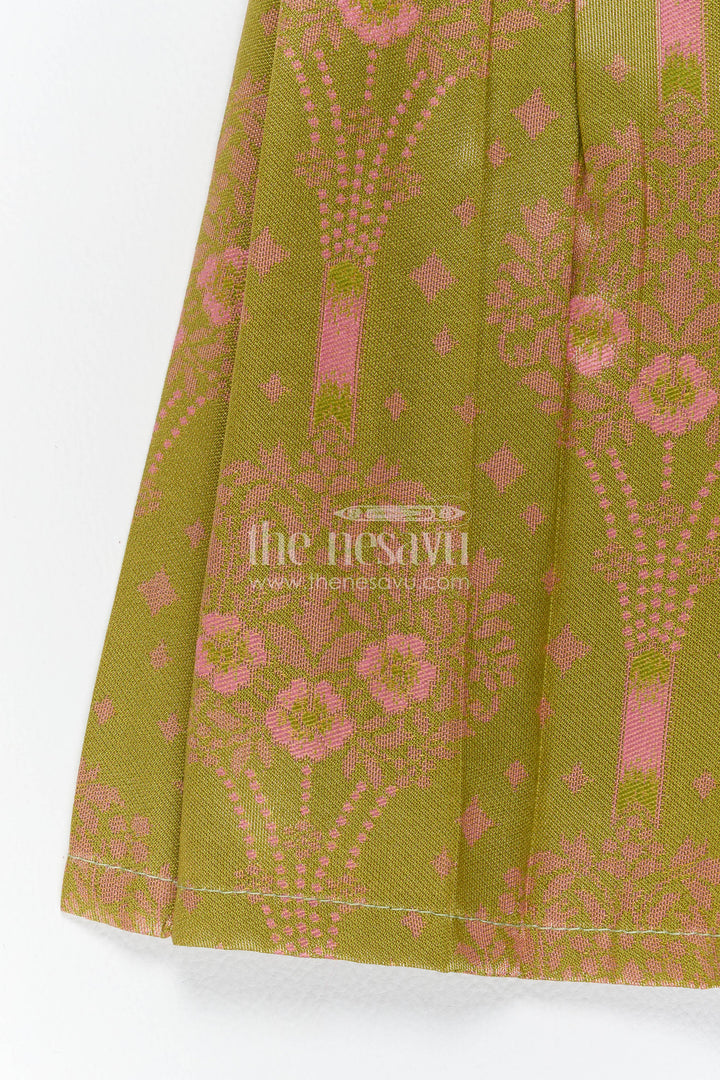 Silk Frock for Girls with Woven Texture for Festive Occasions