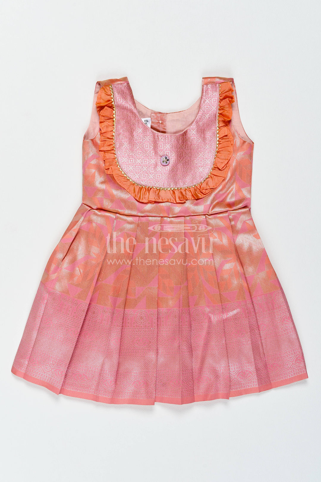 Traditional Silk Frock in Peach for Festive Gatherings