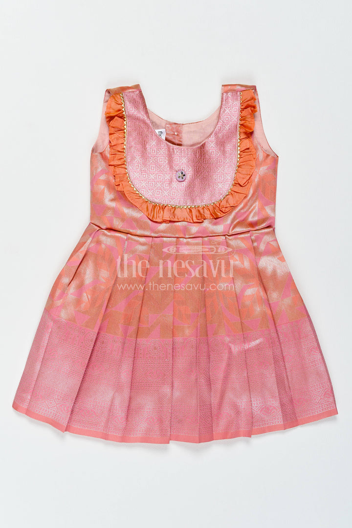 Traditional Silk Frock in Peach for Festive Gatherings