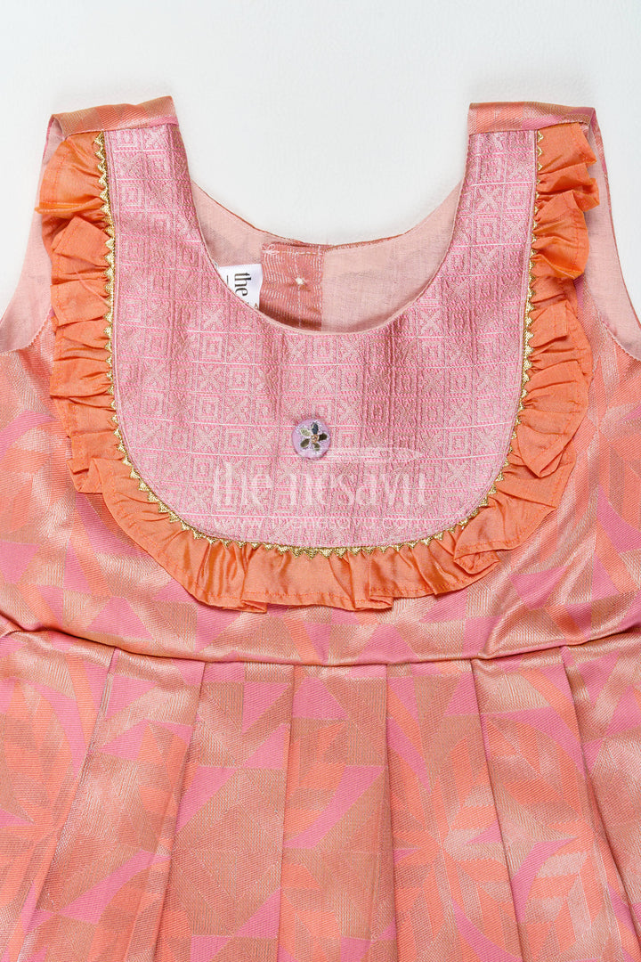 Traditional Silk Frock in Peach for Festive Gatherings