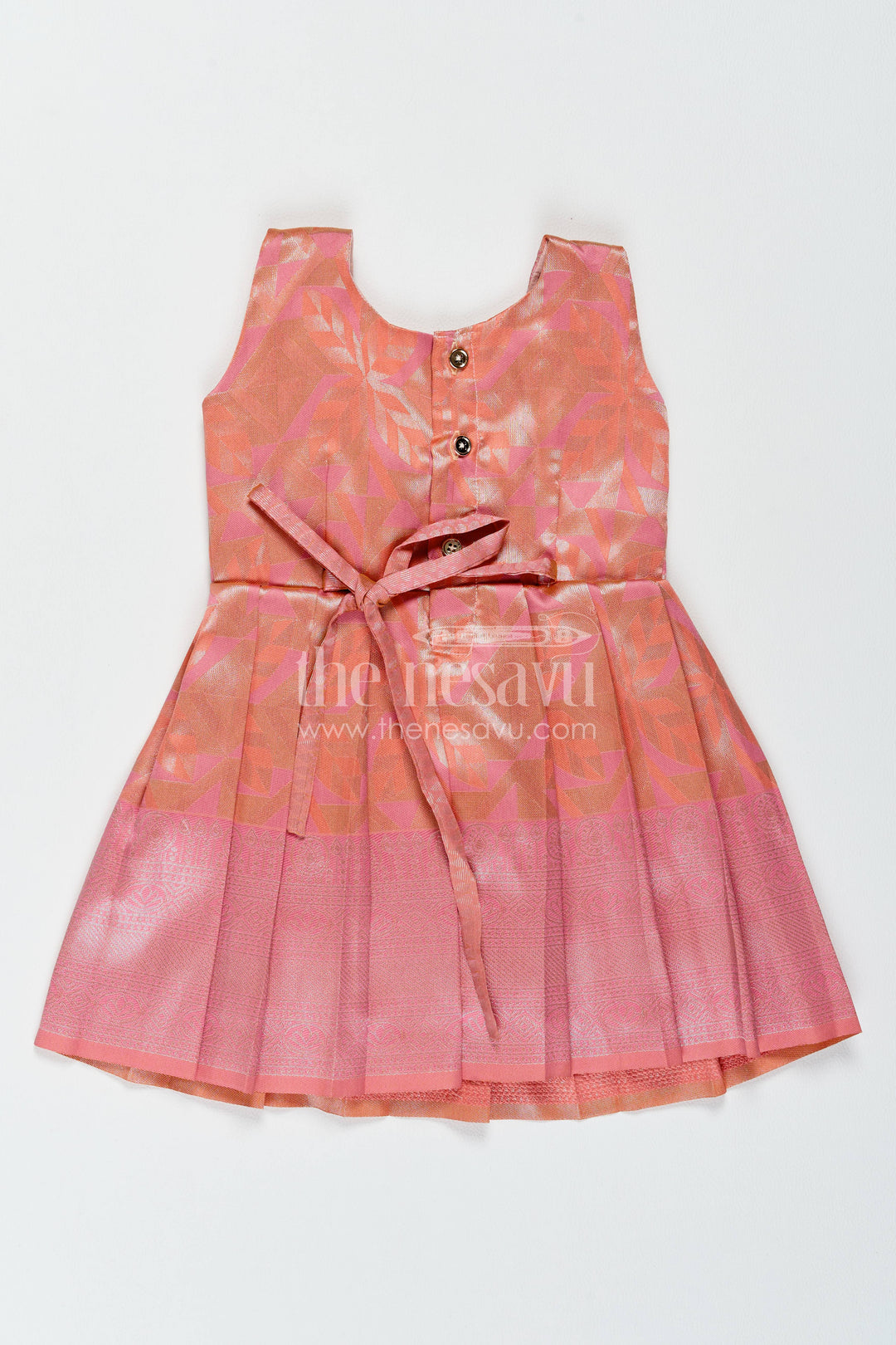 Traditional Silk Frock in Peach for Festive Gatherings