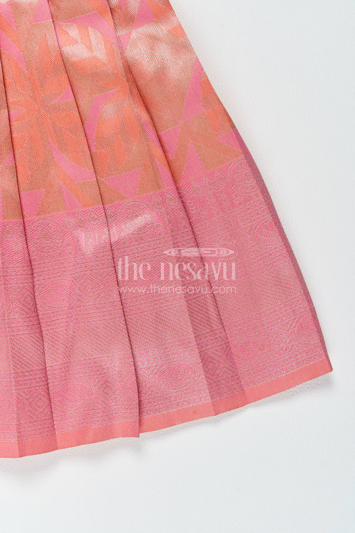 Traditional Silk Frock in Peach for Festive Gatherings