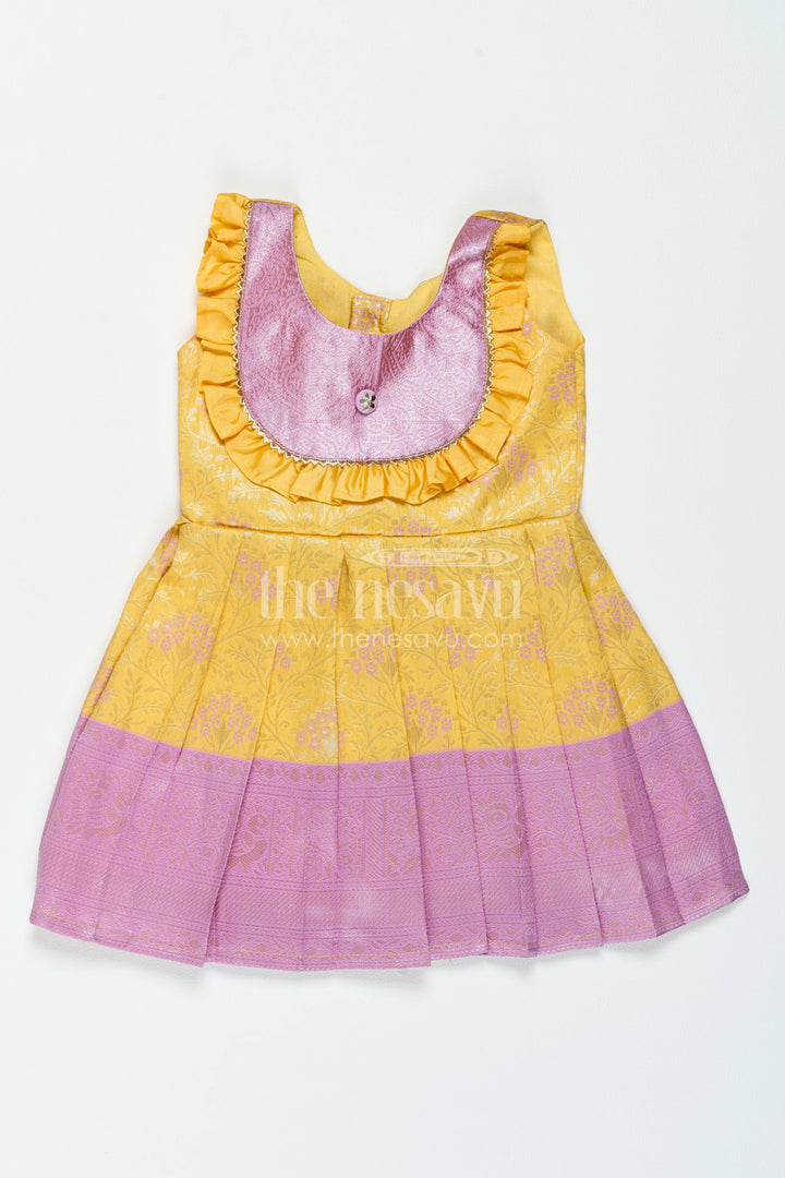 Girls Kanchi Silk Frock in Yellow with Smart Tailoring