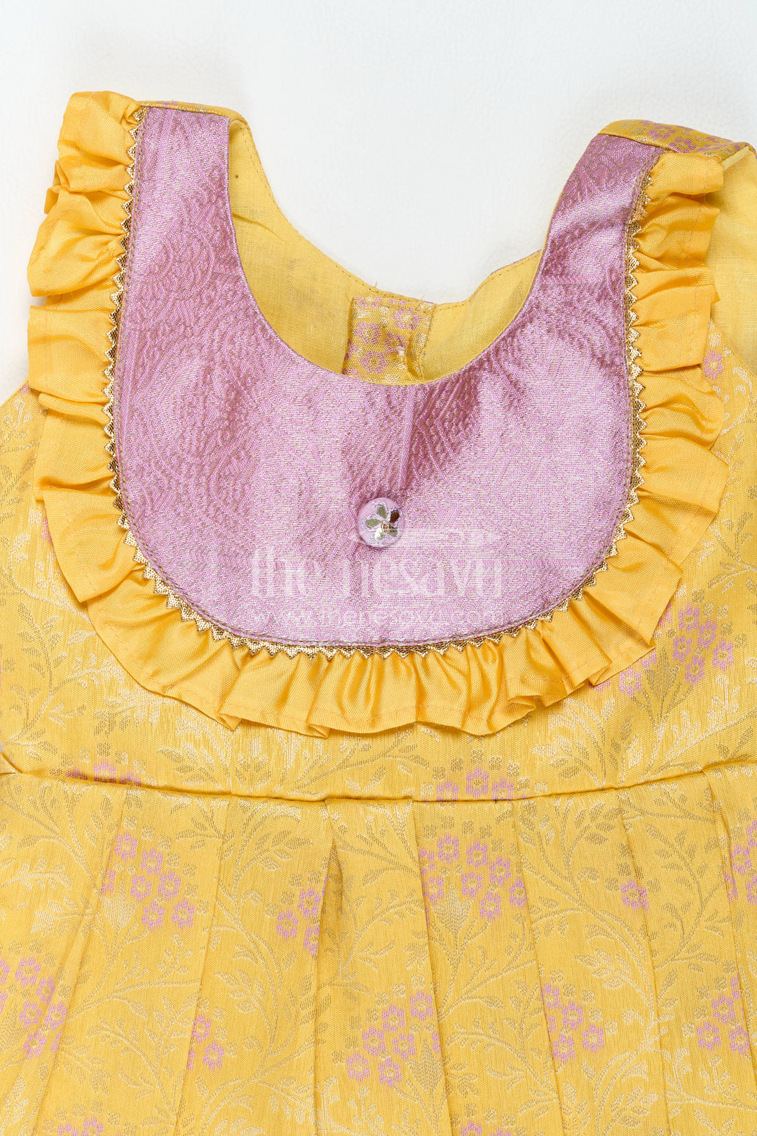 Girls Kanchi Silk Frock in Yellow with Smart Tailoring