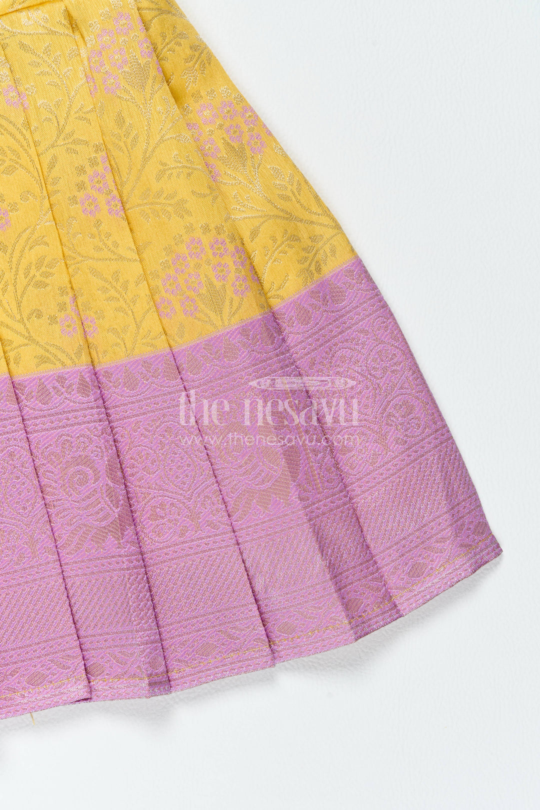 Girls Kanchi Silk Frock in Yellow with Smart Tailoring