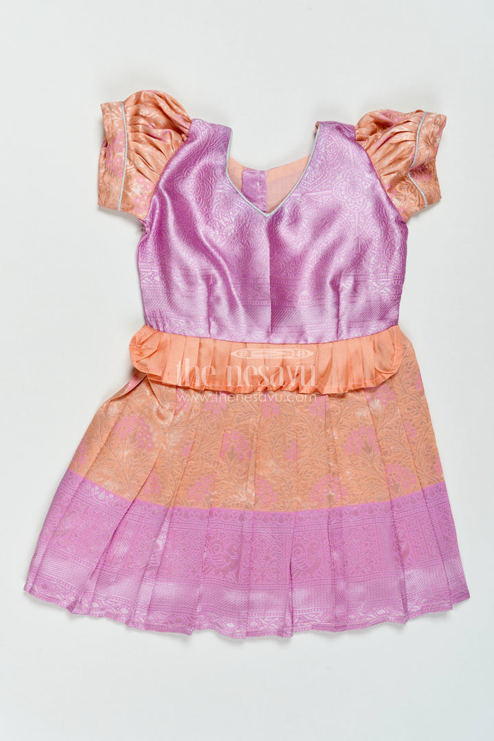 Silk Frock for Girls in Peach for Traditional Events