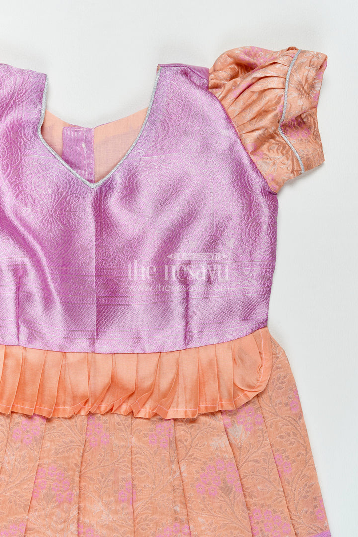 Silk Frock for Girls in Peach for Traditional Events