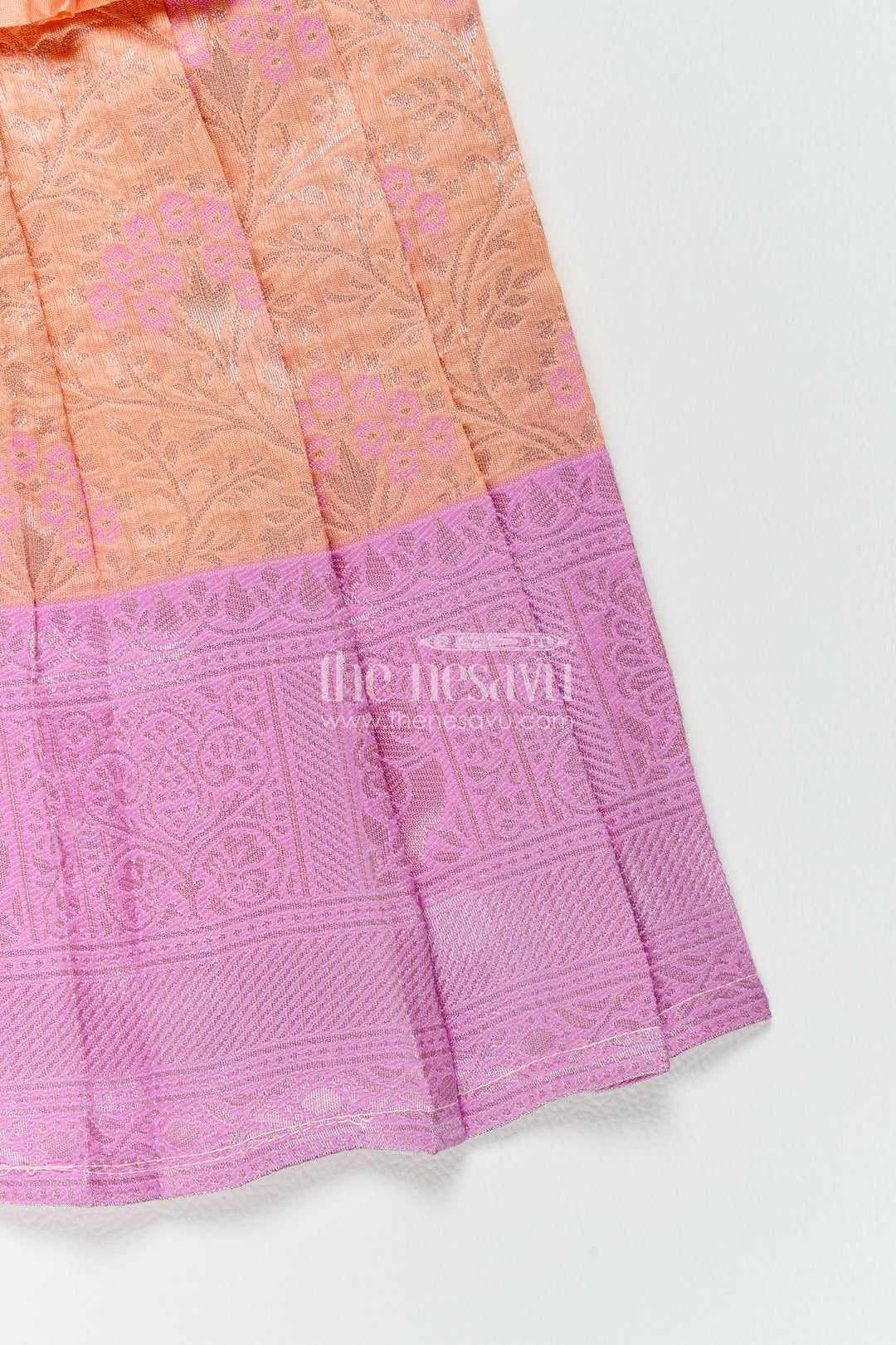 Silk Frock for Girls in Peach for Traditional Events