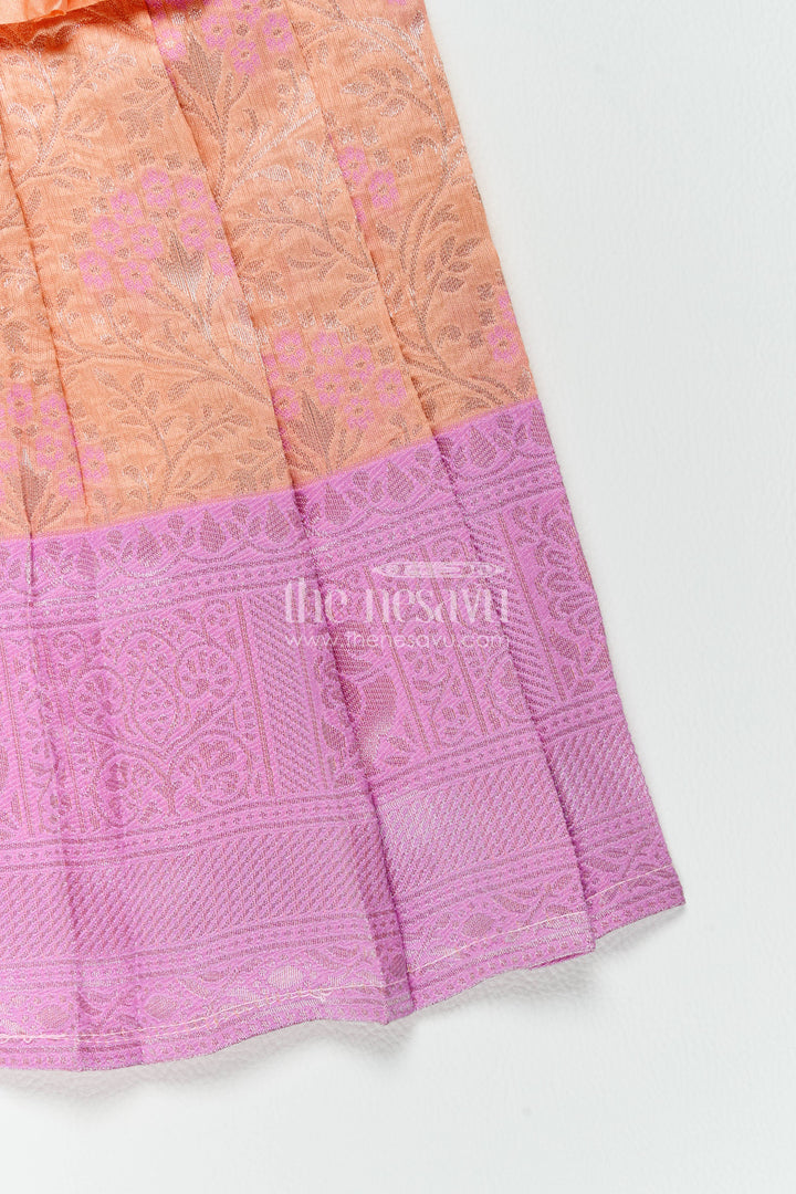 Silk Frock for Girls in Peach for Traditional Events