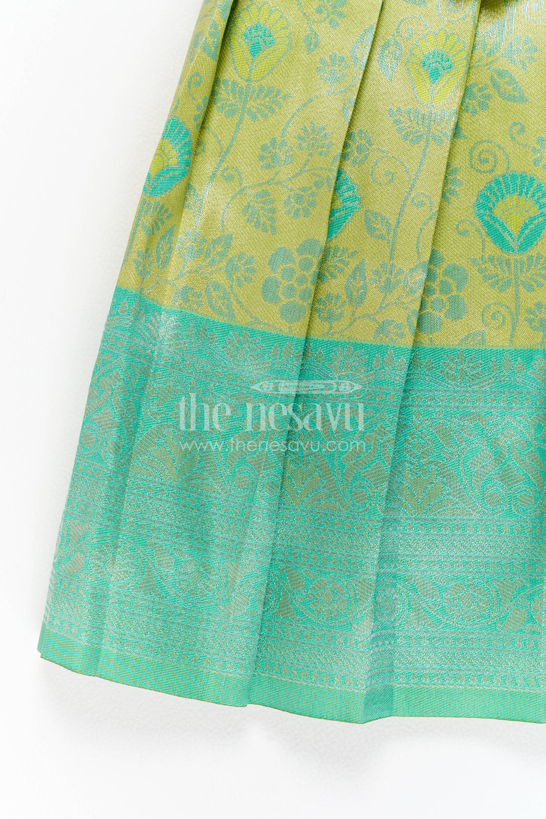 Girls Kanchi Silk Frock in Turquoise for Party Memories