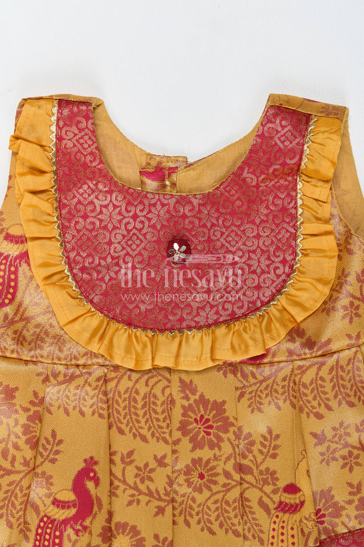 Traditional Silk Frock in Gold for Celebrations and Photos