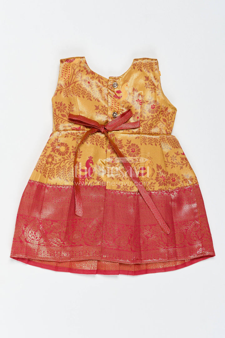 Traditional Silk Frock in Gold for Celebrations and Photos