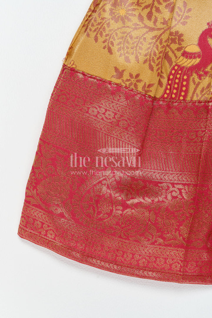 Traditional Silk Frock in Gold for Celebrations and Photos