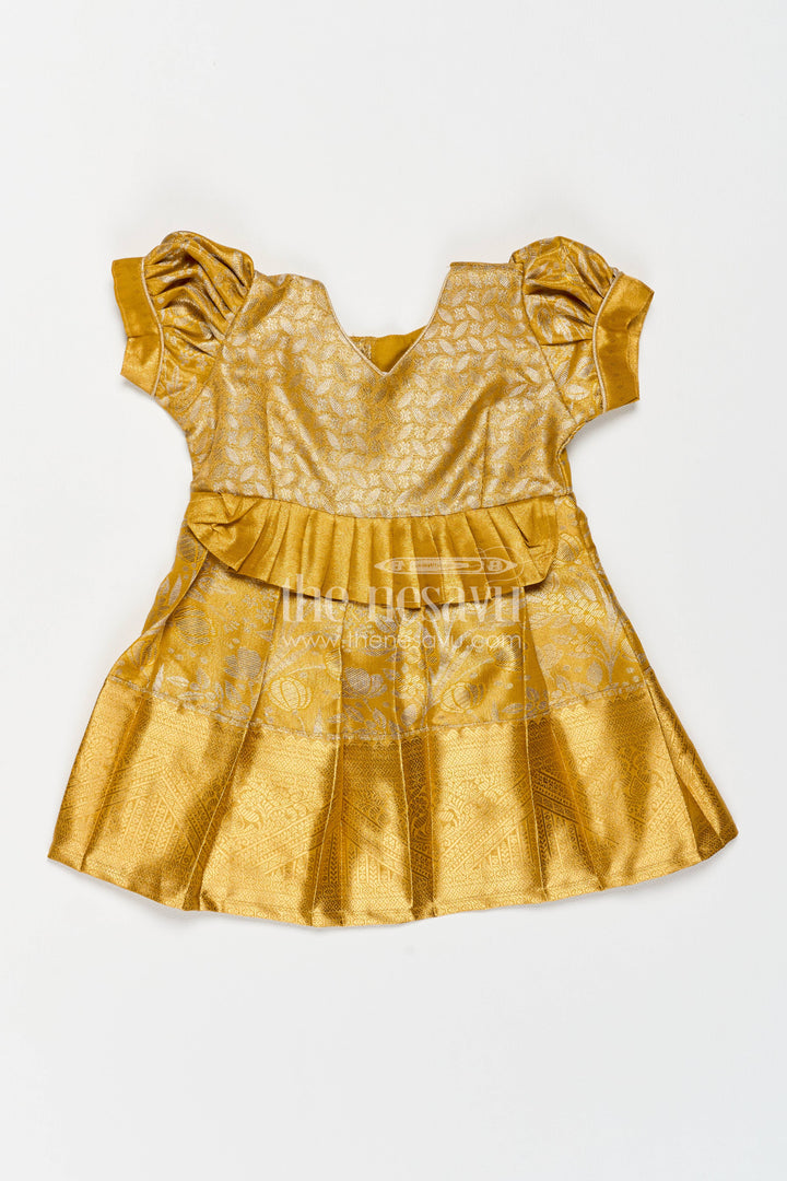 Girls Kanchi Silk Frock in Gold for Portrait Days