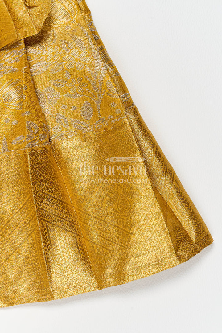 Girls Kanchi Silk Frock in Gold for Portrait Days