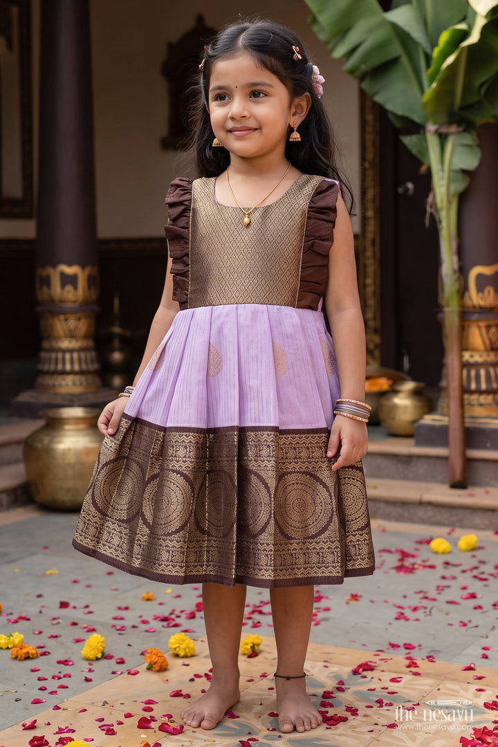 Traditional Silk Frock in Purple for Festive Gatherings
