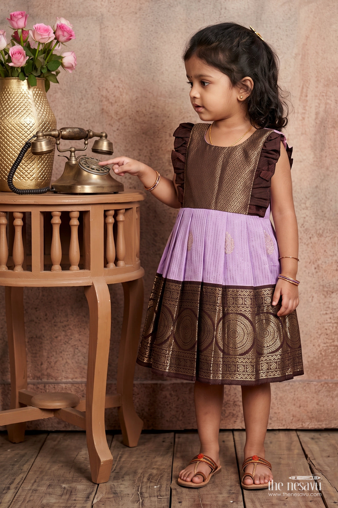 Traditional Silk Frock in Purple for Festive Gatherings
