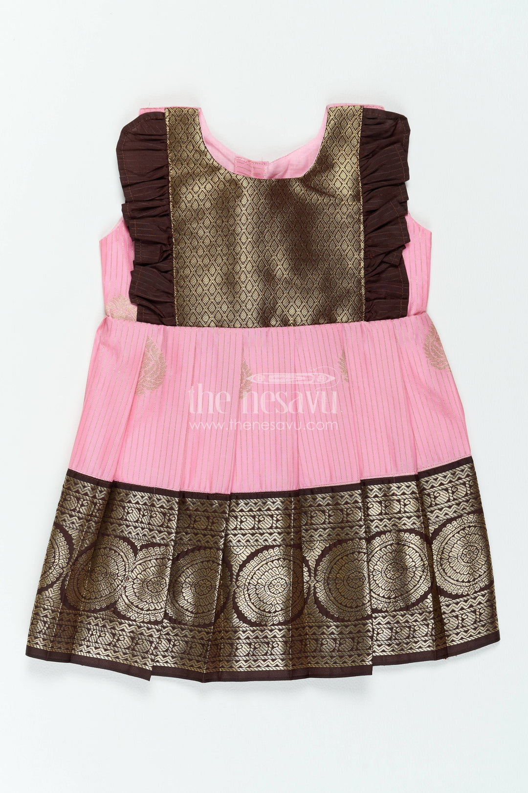Silk Frock for Girls in Peach for Family Celebrations