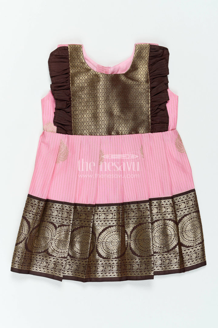 Silk Frock for Girls in Peach for Family Celebrations