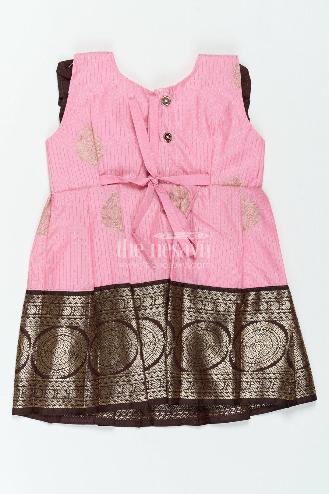 Silk Frock for Girls in Peach for Family Celebrations