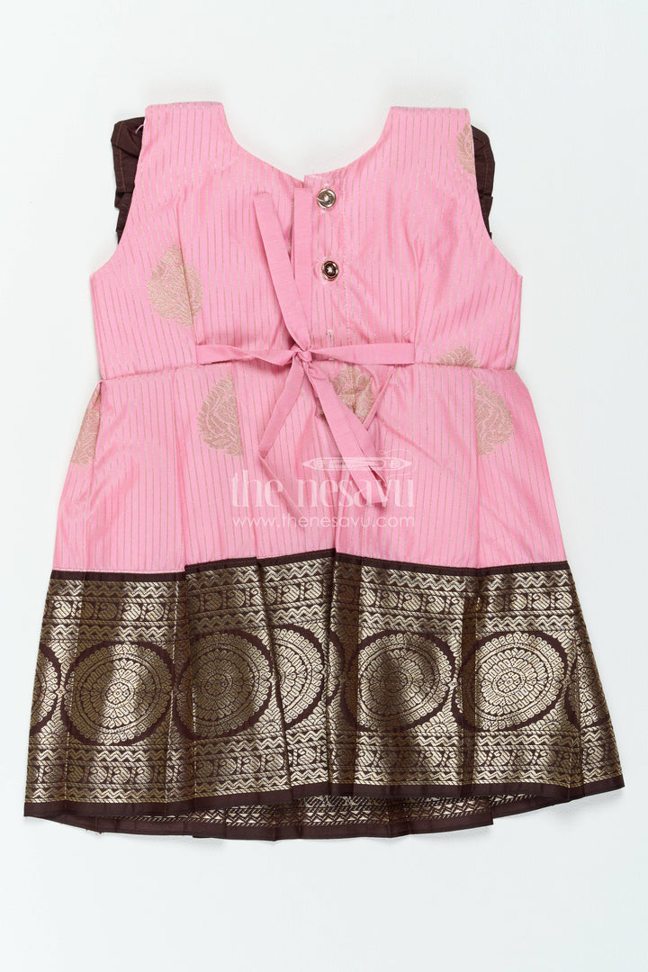 Silk Frock for Girls in Peach for Family Celebrations