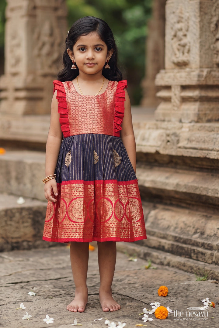 Traditional Silk Frock in Blue for Celebrations and Photos