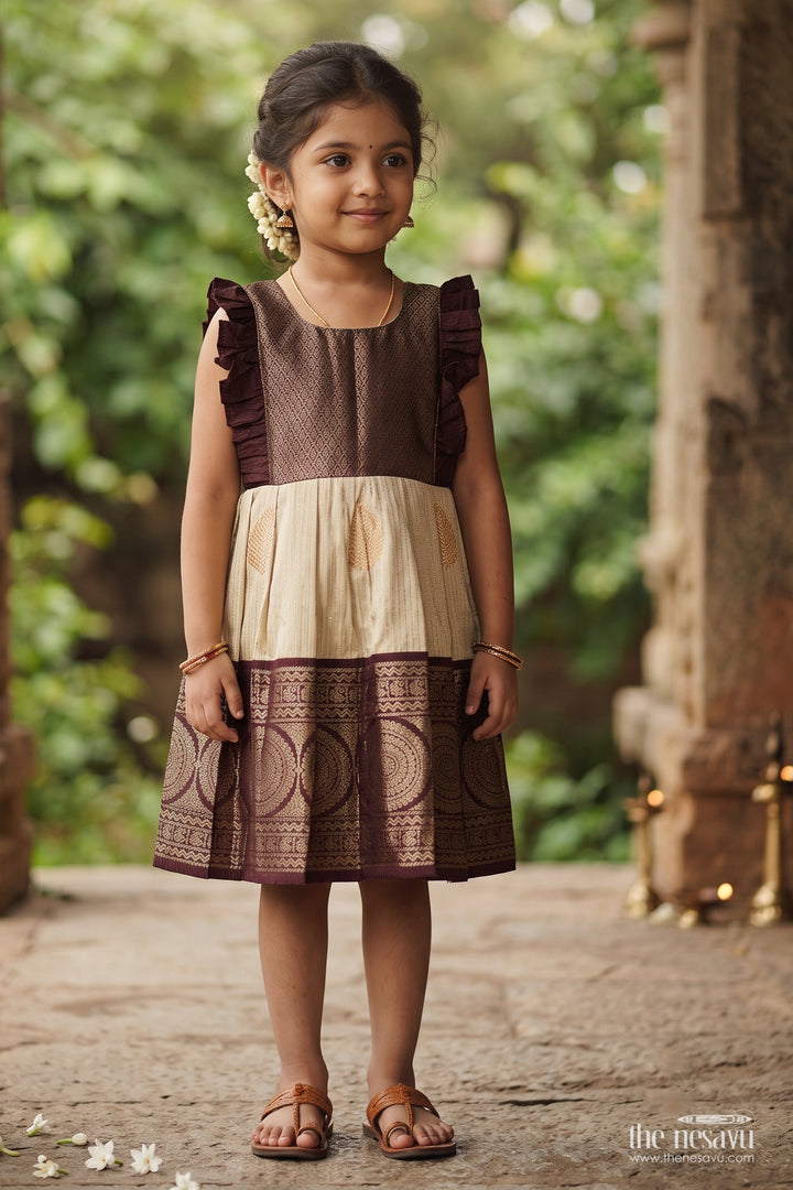 Girls Kanchi Silk Frock with Jacquard Weave for Family Functions