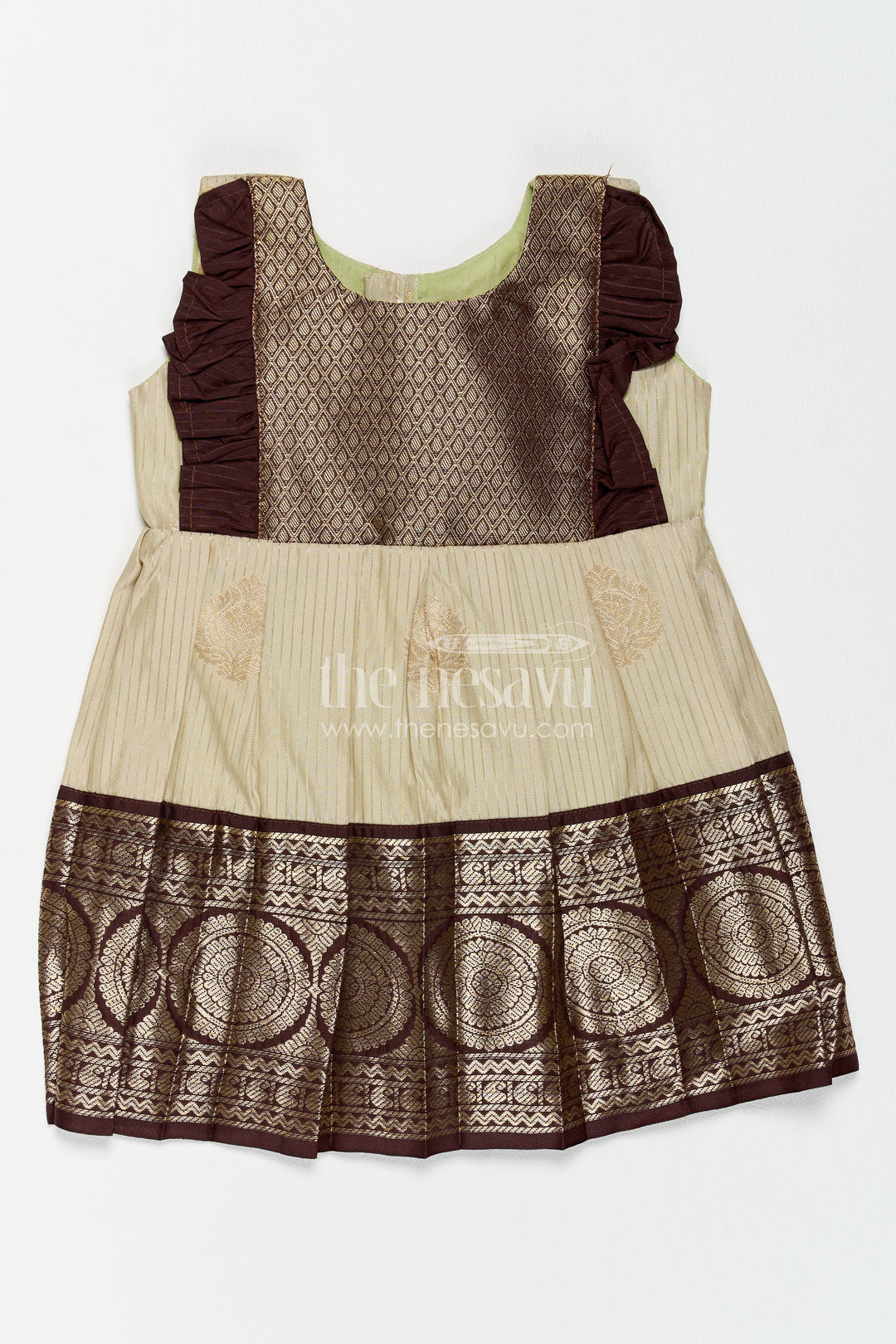 Girls Kanchi Silk Frock with Jacquard Weave for Family Functions