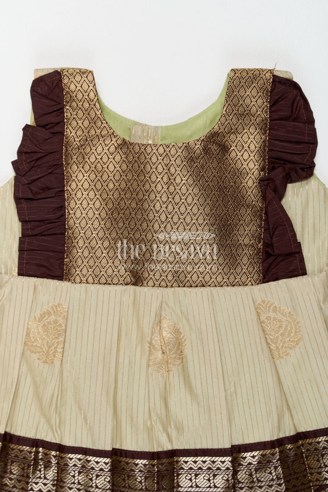 Girls Kanchi Silk Frock with Jacquard Weave for Family Functions