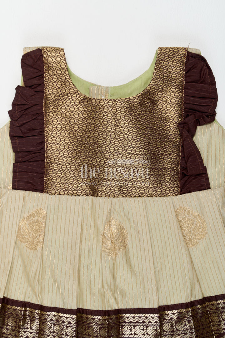 Girls Kanchi Silk Frock with Jacquard Weave for Family Functions