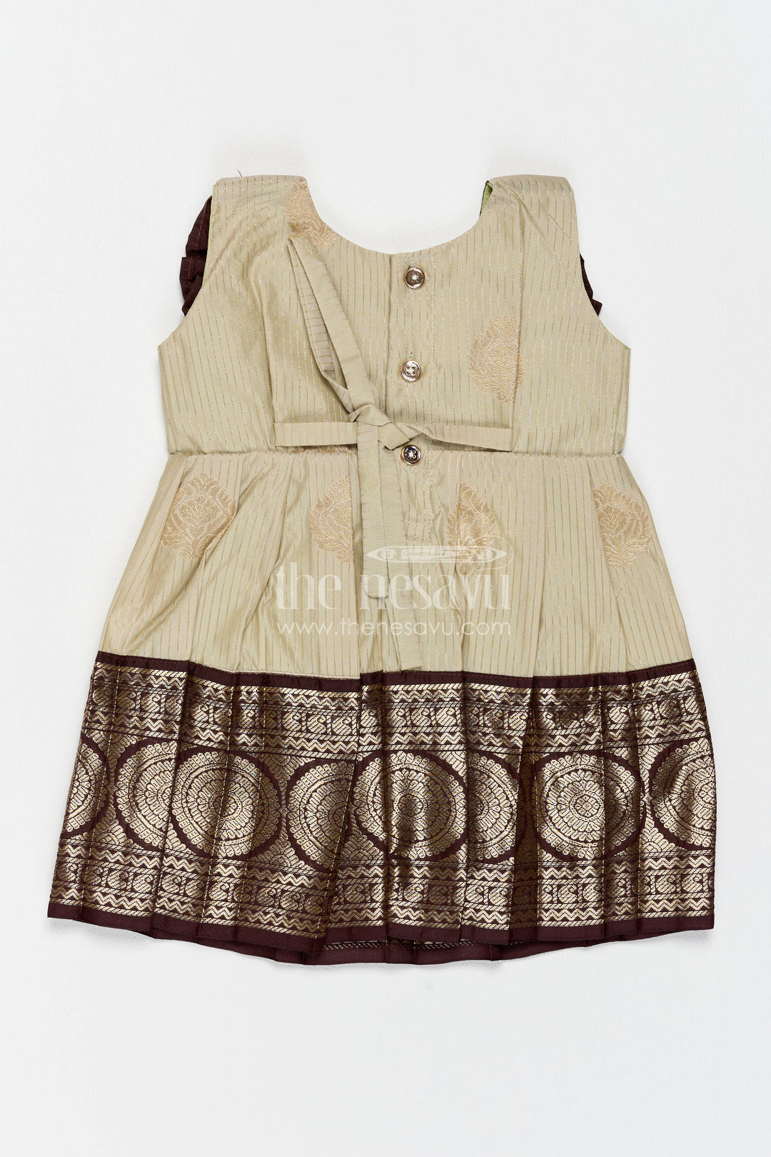 Girls Kanchi Silk Frock with Jacquard Weave for Family Functions