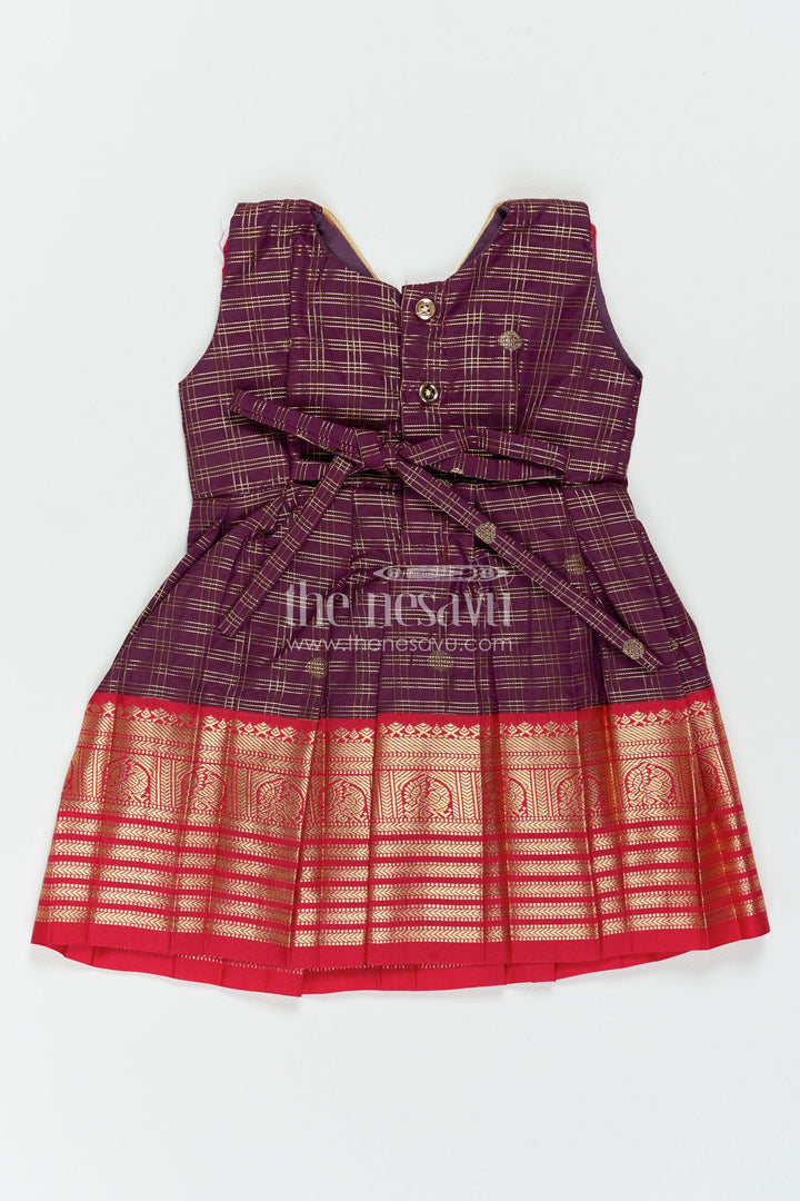 Girls Kanchi Silk Frock in Purple for Party Memories