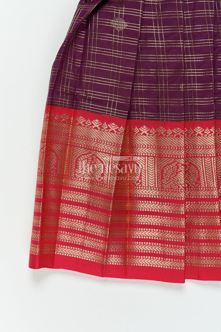 Girls Kanchi Silk Frock in Purple for Party Memories