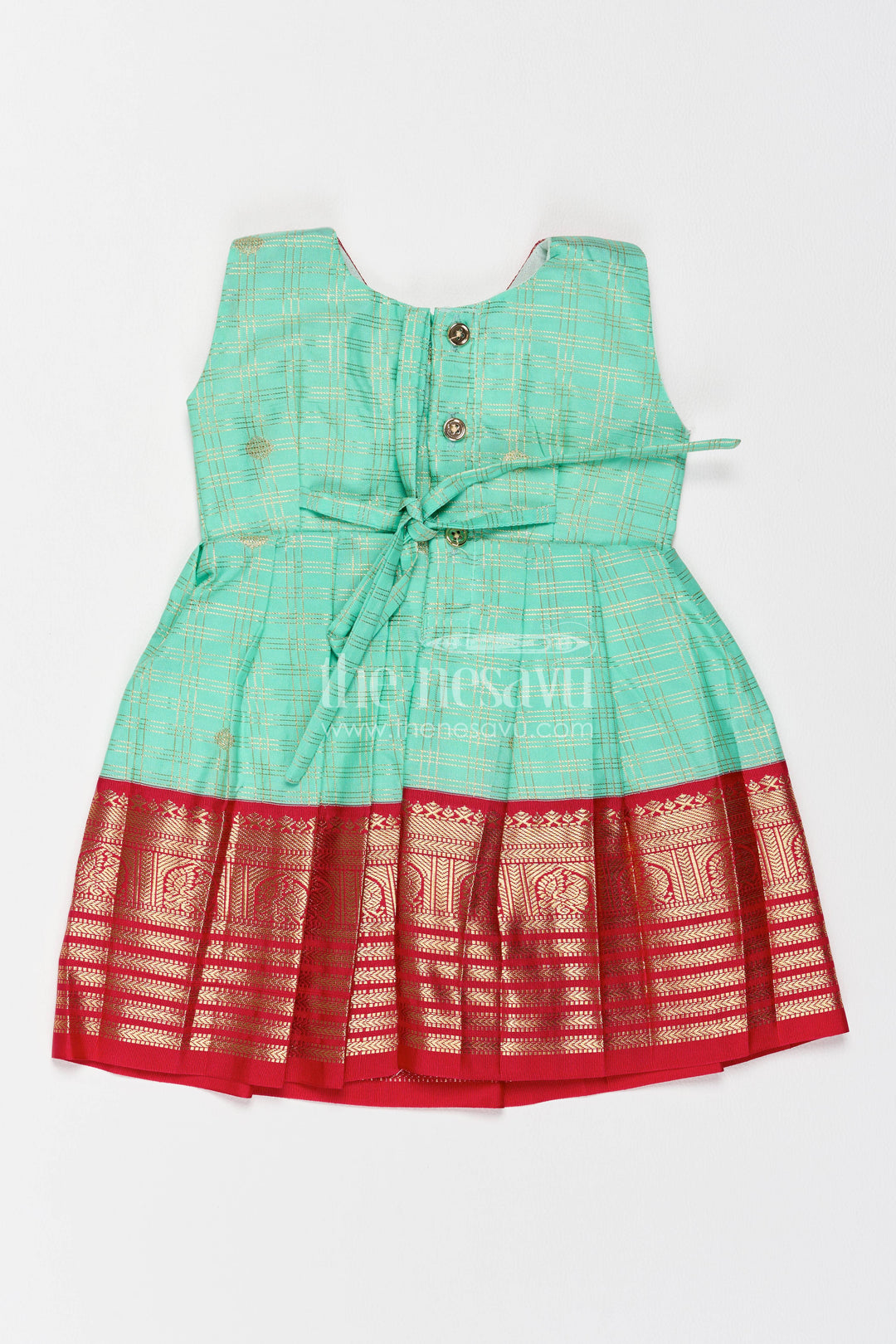 Silk Frock for Girls in Turquoise for Family Celebrations