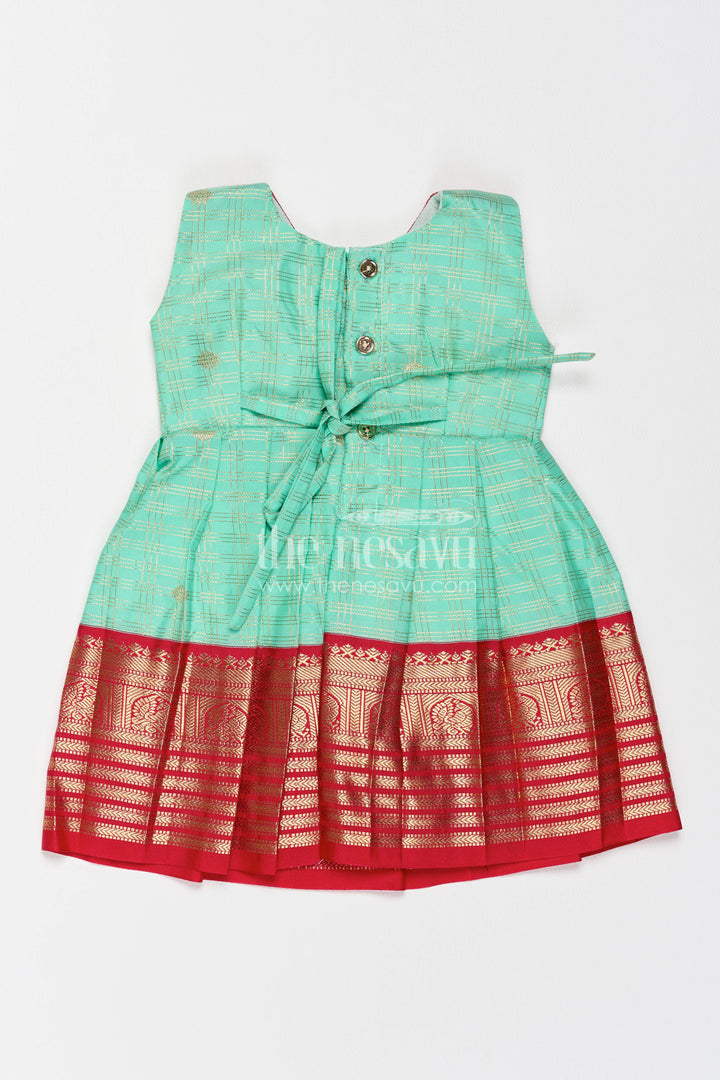 Silk Frock for Girls in Turquoise for Family Celebrations