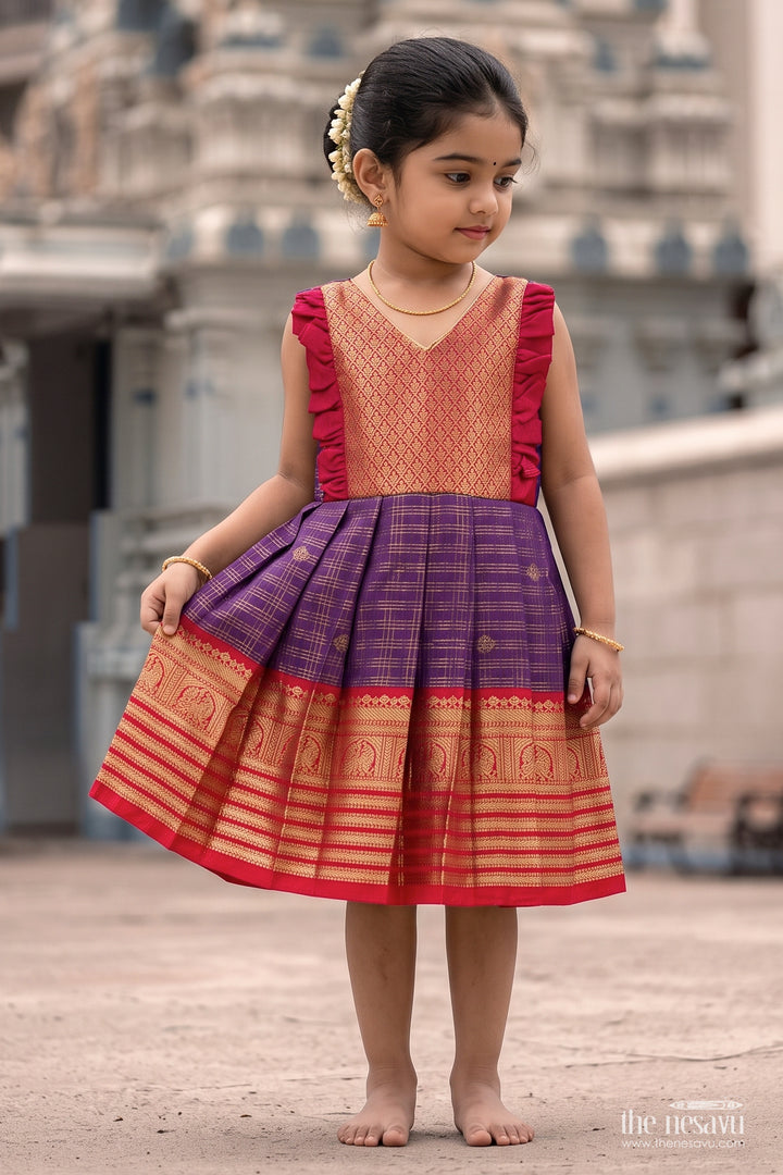 Girls Kanchi Silk Frock in Purple for Special Functions