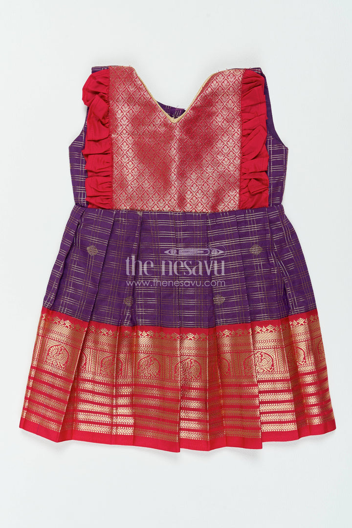 Girls Kanchi Silk Frock in Purple for Special Functions