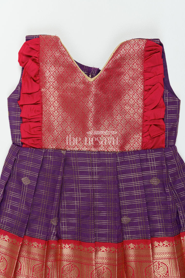 Girls Kanchi Silk Frock in Purple for Special Functions