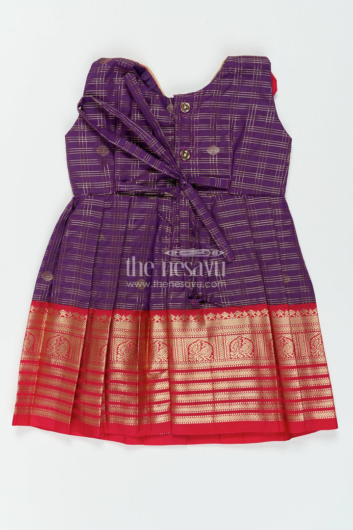 Girls Kanchi Silk Frock in Purple for Special Functions