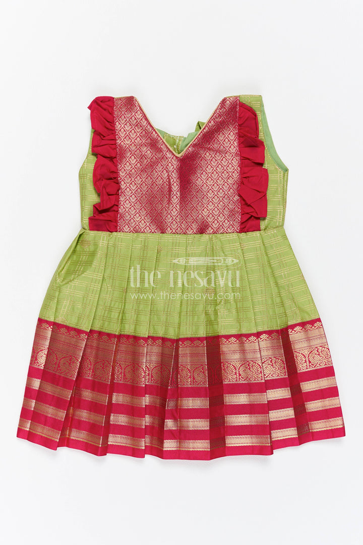 Silk Frock for Girls in Green with an Occasion Ready Finish