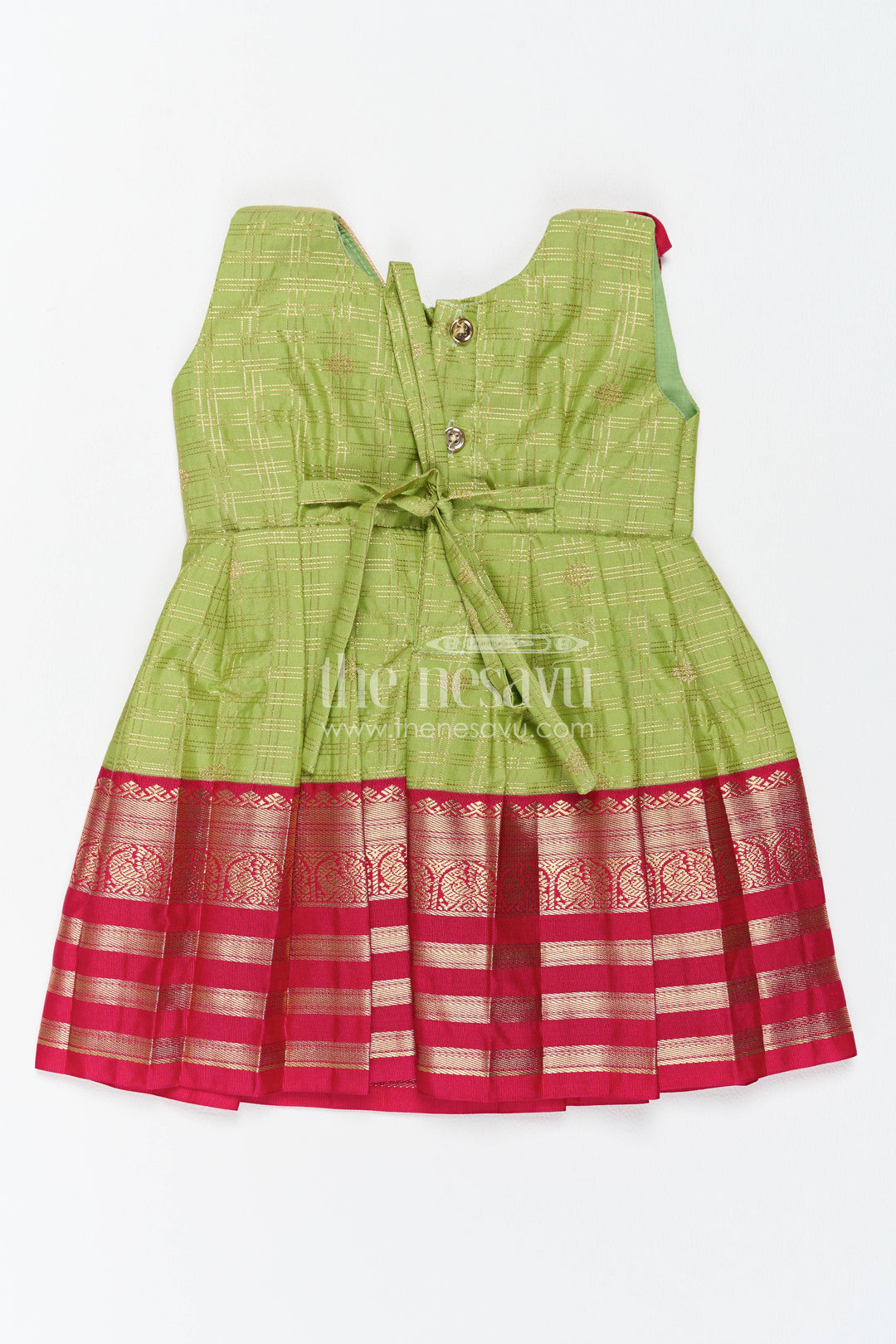 Silk Frock for Girls in Green with an Occasion Ready Finish
