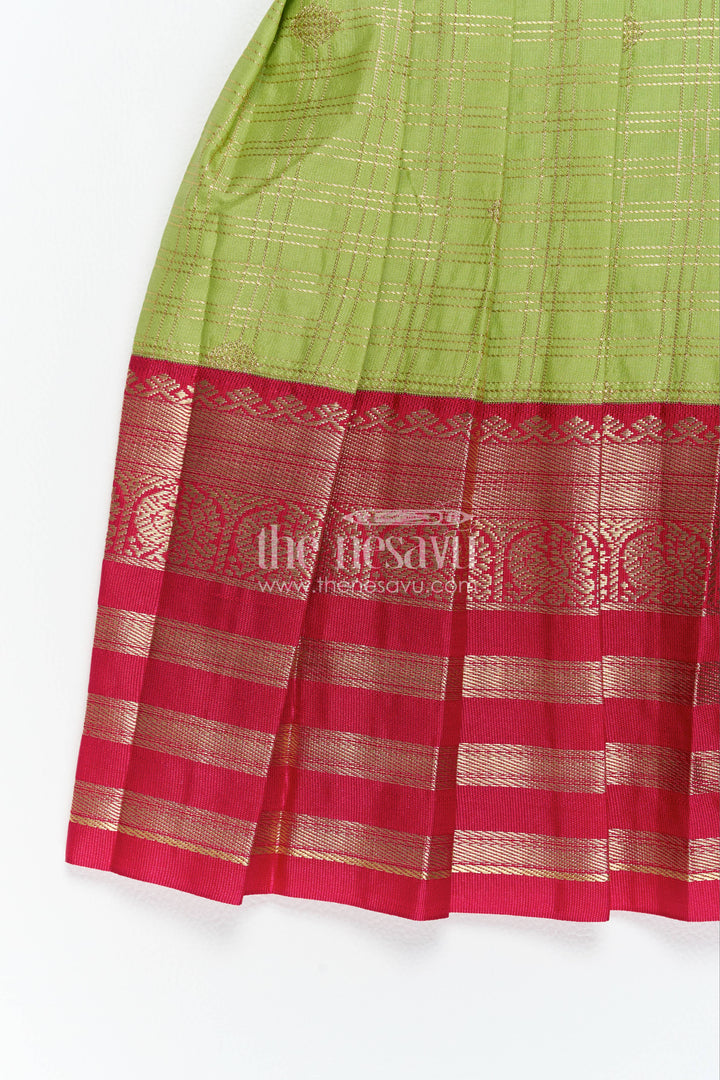 Silk Frock for Girls in Green with an Occasion Ready Finish
