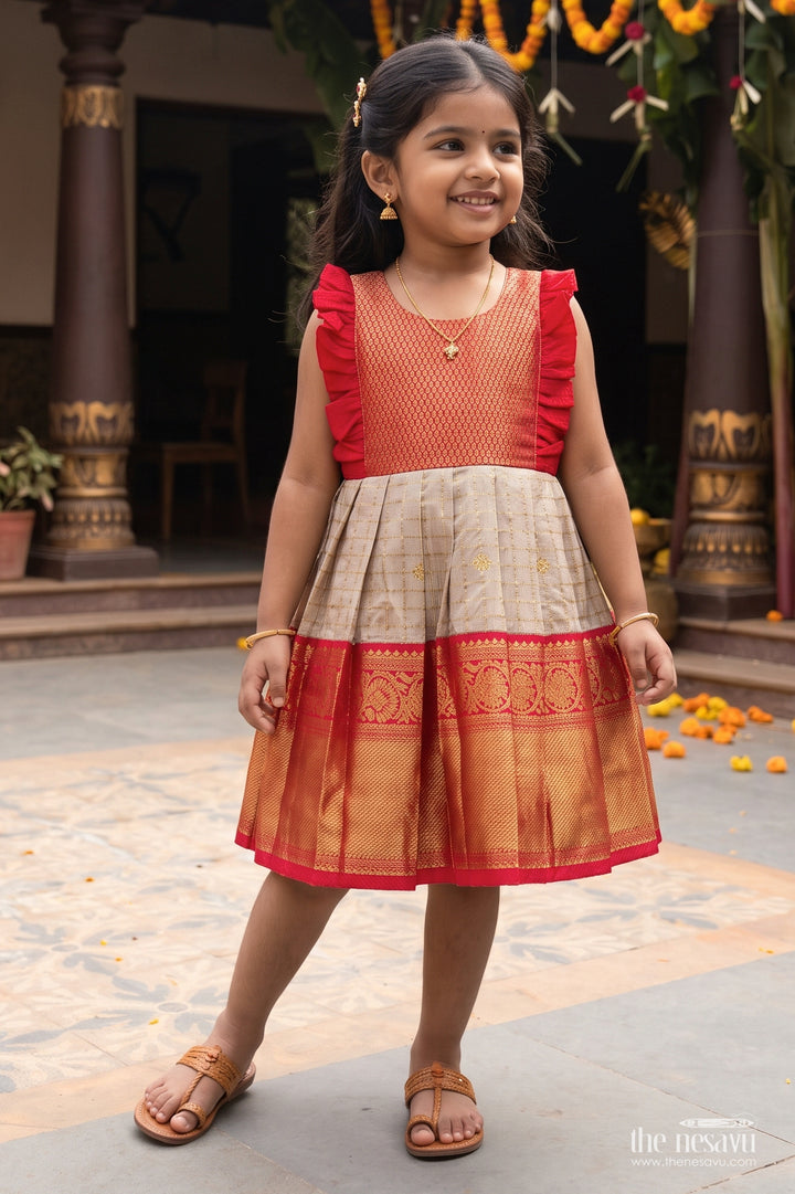 Silk Frock for Girls in Grey for Traditional Events