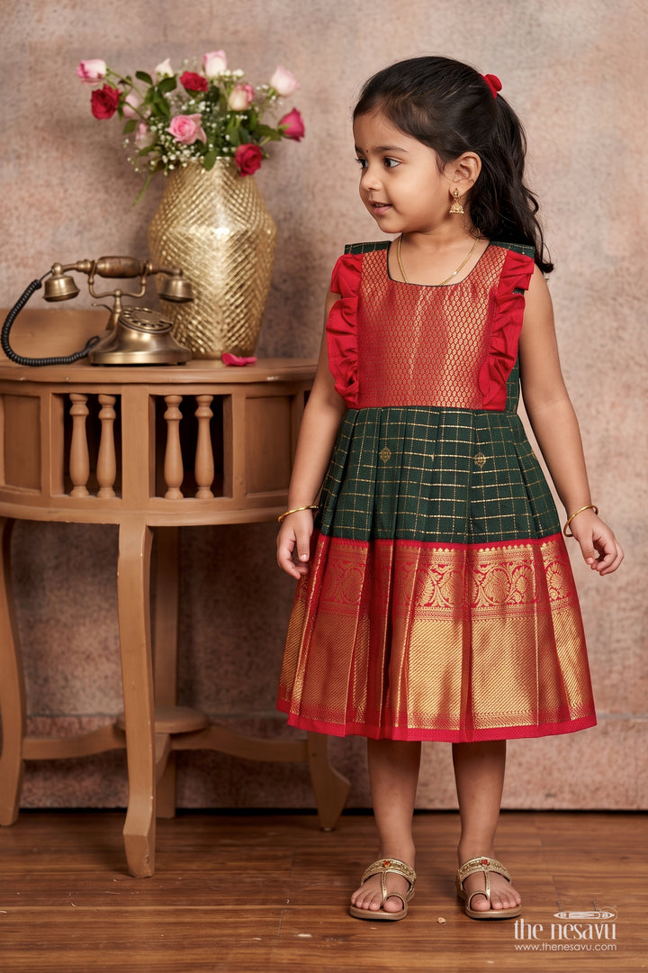Traditional Silk Frock in Green for Joyful Occasions