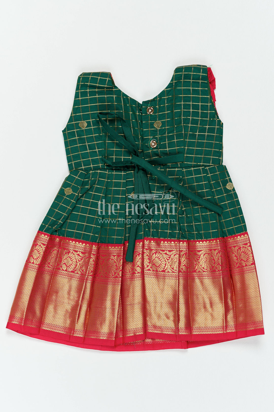 Girls Kanchi Silk Frock in Green for Portrait Days
