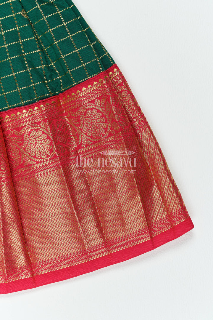 Girls Kanchi Silk Frock in Green for Portrait Days