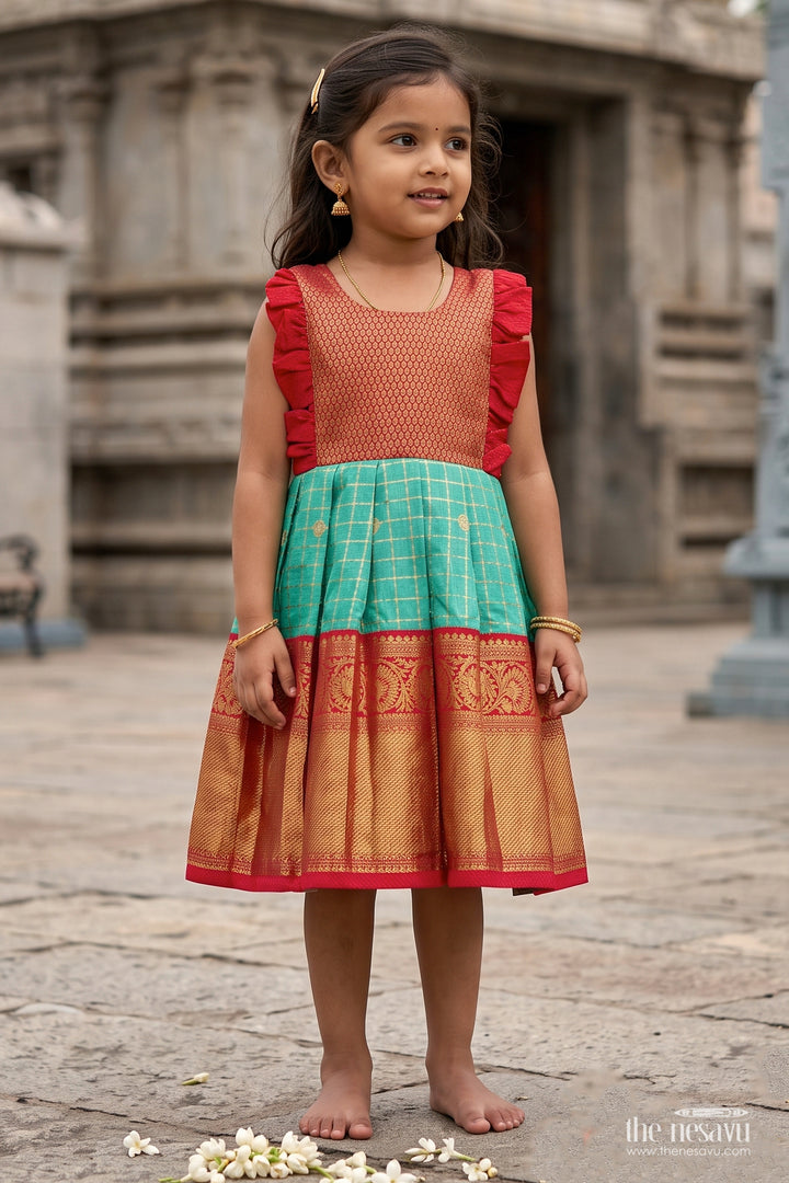 Silk Frock for Girls in Blue with an Occasion Ready Finish