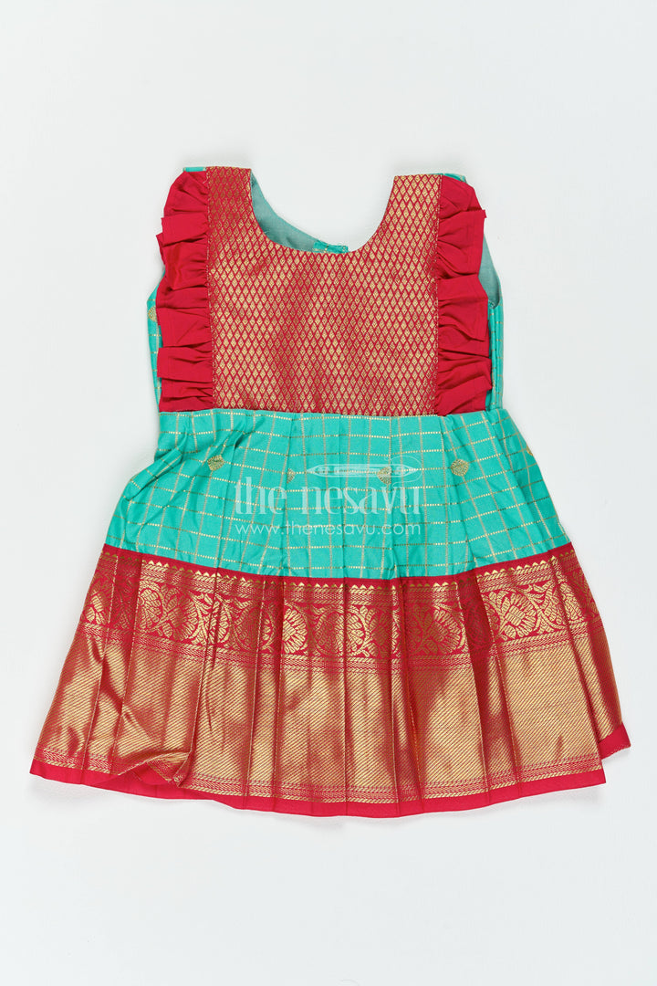 Silk Frock for Girls in Blue with an Occasion Ready Finish